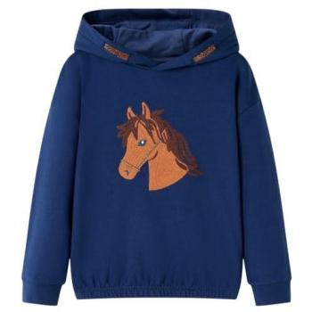Felpa Bambina con Cappuccio Blu Marino 116
