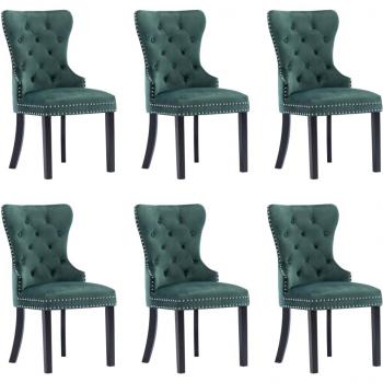 Set of 6 Dark Green Velvet Dining Chairs