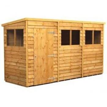 Power Sheds 12 x 4ft Pent Overlap Outdoor Storage Shed