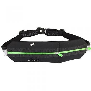 Fitletic No2 Ceinture de course avec poches Noir/Vert
