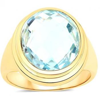 Vira Jewels Glänzender Fingerring 925-Sterling Silber mit Blautopas