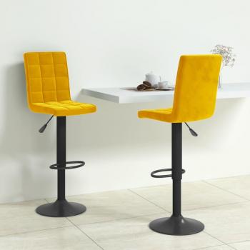 Chaise de Pub en Velours Jaune Moutarde