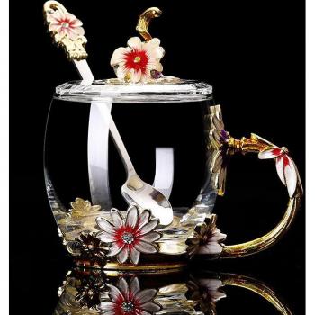 Schöne Rosen‑Glas Tasse – „Klassische Blume“
