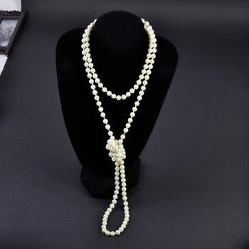 1920s Flapper Beads Cluster Long Pearl Necklace