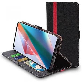 Cuir PU portefeuille – ebestStar® housse porte‑cartes noir et rouge, compatible Oppo Find X3 Pro