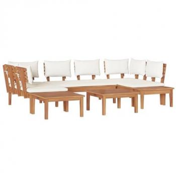 Bancs de jardin 4 pièces coloris marron et crème