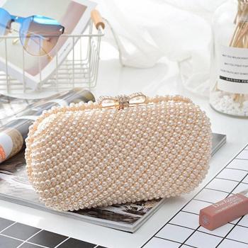 Élégant sac à poignée européen et américain orné de perles