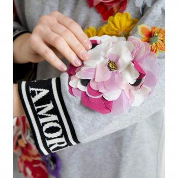 Gray DG Amore Queen Floral Pullover Sweater