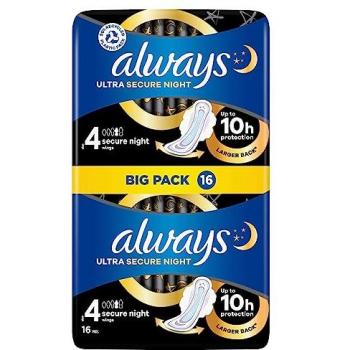 Always Ultra Secure Night Sanitary Towels Size 4 with Wings