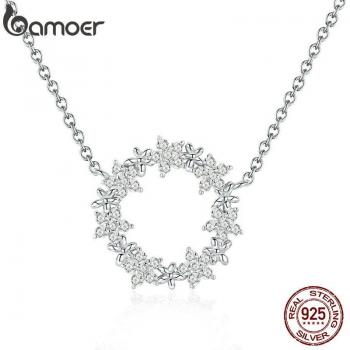 BAMOER 925 Sterling Silver Round Star Necklace
