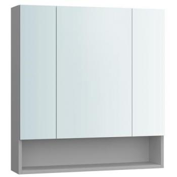 Armadio da Bagno con Specchio e Ripiani 16,5 x 70 x 75 cm Grigio Tortora