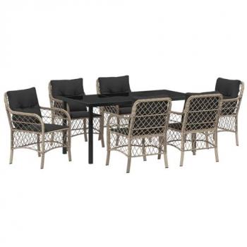 VidaXL 7-teiliges Esszimmer-Set für den Garten mit Kissen