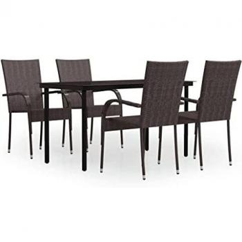 Vidaxl 5-tlg. Garten-Essgruppe mit modernem Design in Braun und Schwarz