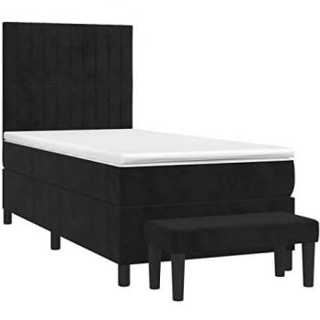 VidaXL Lit Adulte avec Matelas Noir 100x200 cm Velours