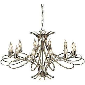 Curved Halo 12‑Lamp Polished Nickel Ceiling Light