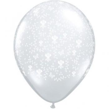Clear Floral Latex Party Balloons – Qualatex, 11 White, 50 pcs