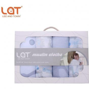 Pack de 4 Tissus LAT en Mousseline – Impression Animale, 70×70 cm