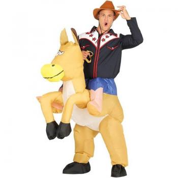 Disfraz de Vaquero Hinchable con Caballo para adultos