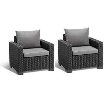 Allibert Gartenloungesessel „Panama Cool Grey“ – 2er Pack