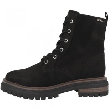 S.Oliver Vegane Schnür-Stiefelette Blockabsatz Schwarz Damen 36