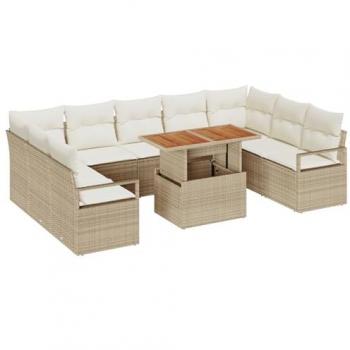 Ensemble de Mobilier de Jardin 10 Pièces en Rattan Acacia