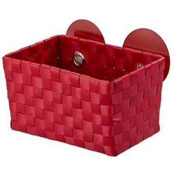 WENKO 20376100 Fermo Red Aufbewahrungskorb für das Bad – ohne Schrauben
