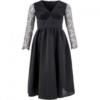Lardini Women's Black Long Dress with Lace, XS
