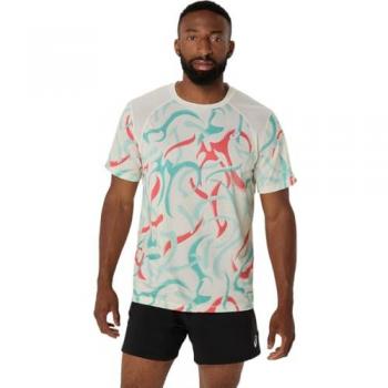 Chemise d'entraînement ASICS Road AOP Hommes couleur crème