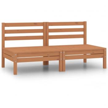 Honey Brown Solid Pinewood Outdoor Middle Sofas
