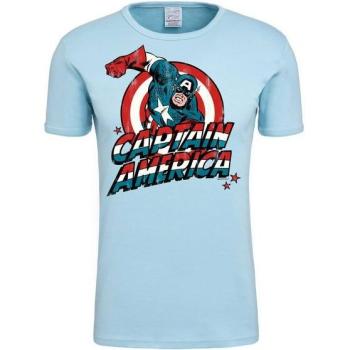 Damen Captain America Logo-T-Shirt – Blau, 100 % Baumwolle, XS, Rundhals