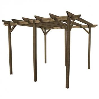 Rustic Oak Garden Pergola – 6‑Post Frame, 180 × 540 × 270 cm