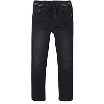 Vértelet jean droit pour garçon, denim molleton noir