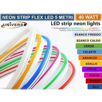 Neon Flex RGB (Bianco Caldo) – 5m, 12V, Impermeabile IP65 – Striscia LED
