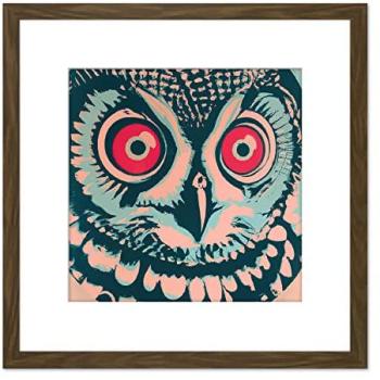 Matte Brown Barn Owl Eye Portrait in Pastels, 8x8 Wooden Frame