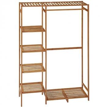 Bambou Porte-manteaux 6 niveaux + tringle HOMCOM – 90x30x145 cm