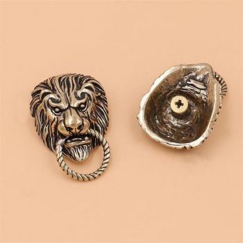 2 Pack Solid Brass Lion Head Conchos for Garment Decoration