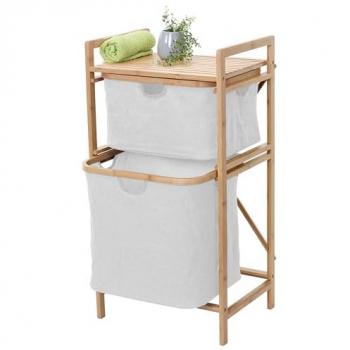 Meuble à linge design bambou 2 paniers 72l