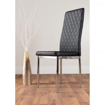 6 x Milan High Back Faux Leather Dining Chairs with Silver Legs