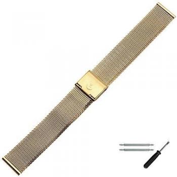 MARBURGER 16mm Milanaise Uhrenarmband Edelstahl Gold