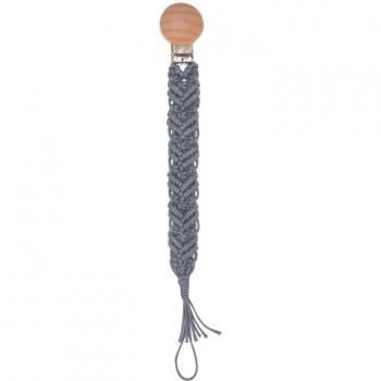 Cadena de chupete de algodón gris