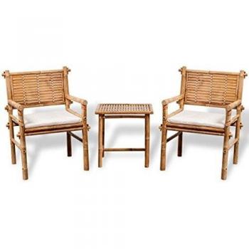 VidaXL 3-tlg. Bistro-Set mit Auflagen Bambus