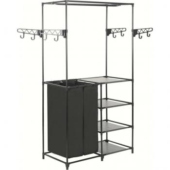 Support vestimentaire acier-tissu noir 87x44x158 cm, structure solide