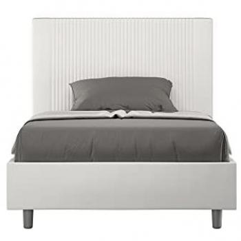 Cama Goya 120x210 símil piel blanca