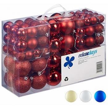Set 100 Palline Natalizie Rosso Opache Relaxdays