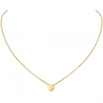 Minimalist Rolo Chain Necklace with Round Pendant