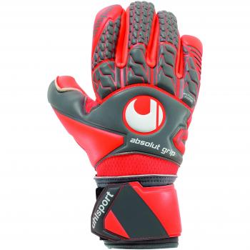 Aerored Adult Goalkeeper Gloves AbsolutGrip Finger Surround – Dark Grey/Fluo Red/White, Größe 11