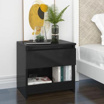 Bedside Nightstand VidaXL 40x30x39 cm Plywood Preto Glossy
