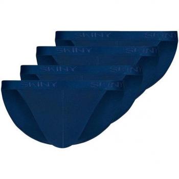 Skiny Tanga Slip für Herren, 4er Pack, Blau