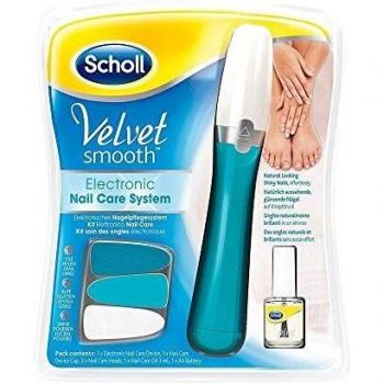 Scholl Velvet Smooth Elektrische Nagelfeile Blau Oliv Maniküre und Pediküre