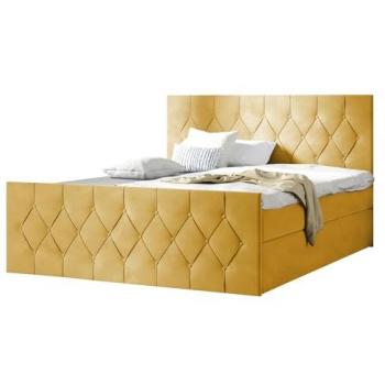 Cama Continental Baltimore 161 con Somier de 2 Planchas, Tapizado Amarillo 140×200 cm
